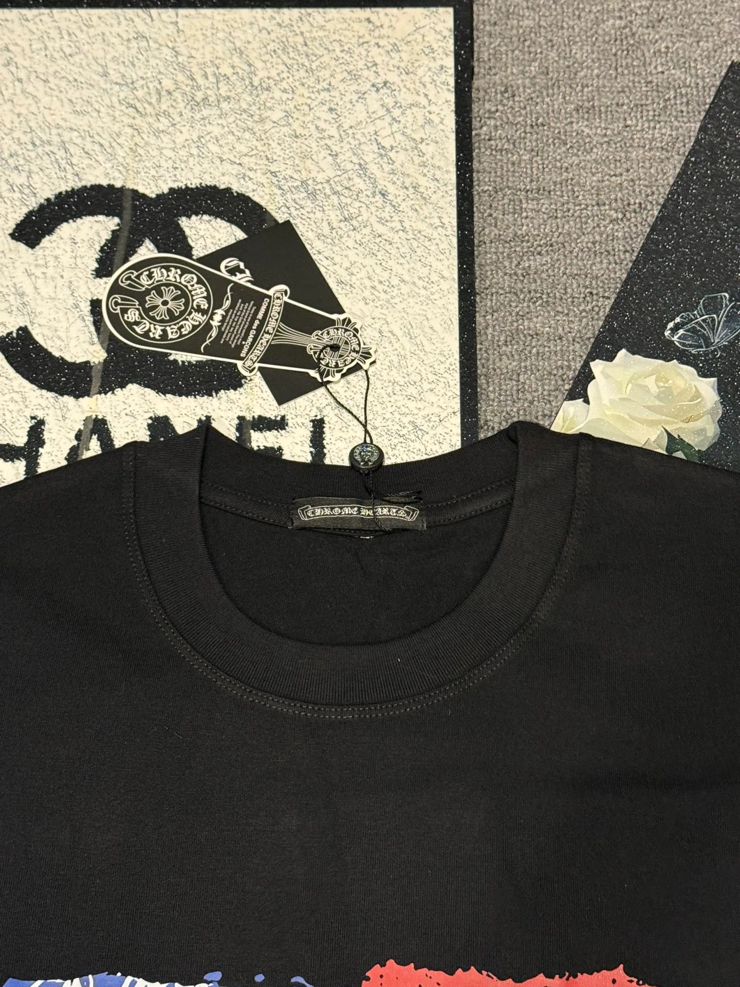 （ ） :YH 006 CH LOGO 1:1 Same Style 32 Breathable 1x 1 oversize 1:1 :White Black Size:S-XL